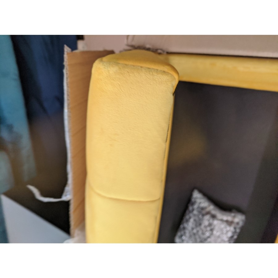 GRADE A2 - Mustard Yellow Velvet Striped Ottoman Storage Bench - Safina