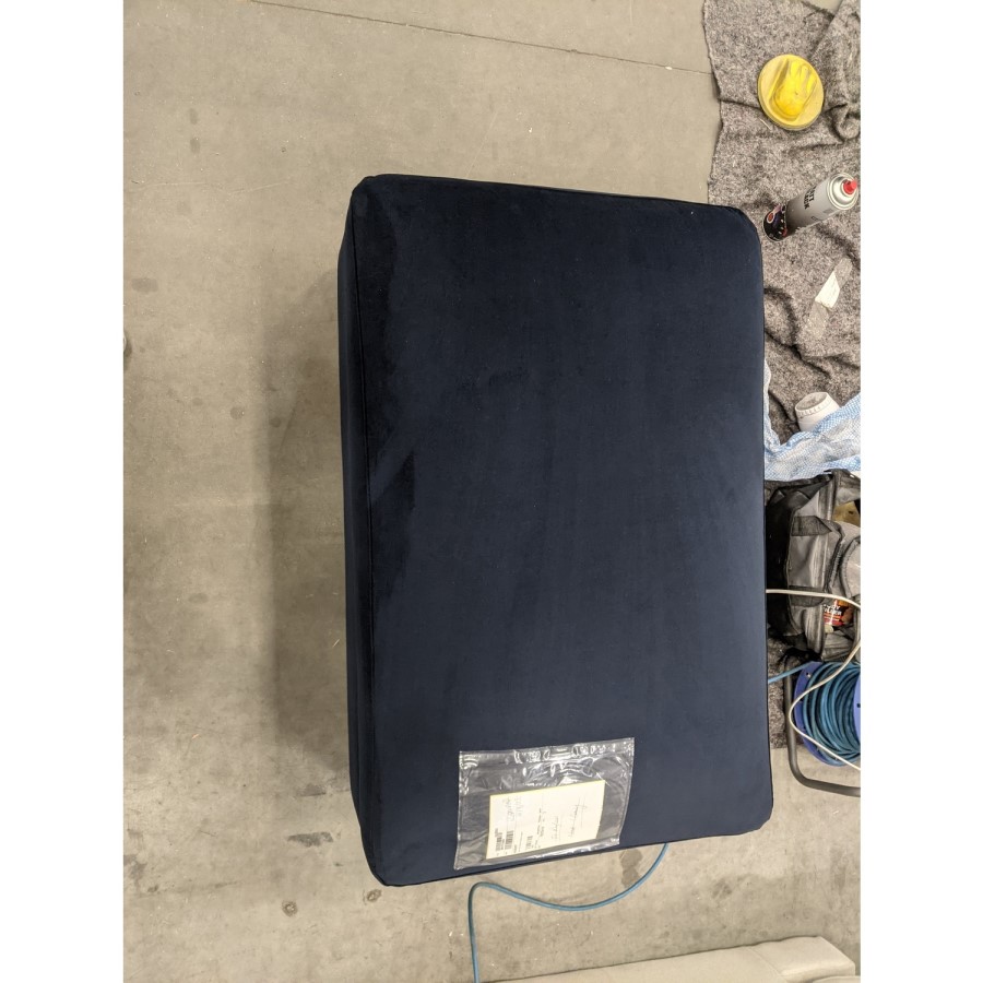 GRADE A2 - Navy Blue Velvet Footstool - August