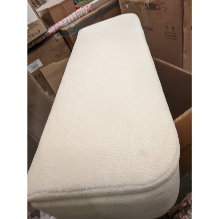 GRADE A2 - Cream End-of-Bed Ottoman Storage Bench in Teddy Fabric - Leo