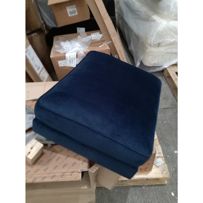 GRADE A2 - Navy Blue Velvet Footstool - Payton