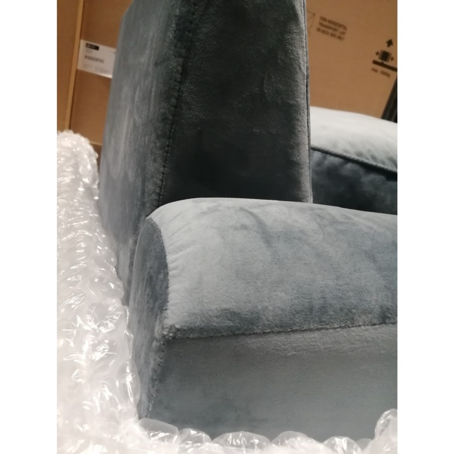 GRADE A2 - 4 Seater Left Hand Facing L Shaped Sofa in Petrol Blue Velvet - Payton