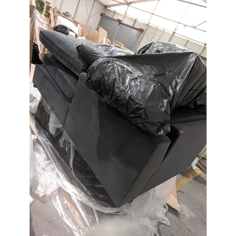 GRADE A2 - 4 Seater Right Hand Facing L Shaped Sofa in Charcoal Grey Velvet - August