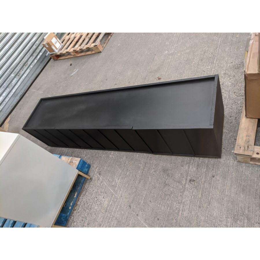 GRADE A2 - Large Black Oak TV Unit with Storage - TV's up to 70" - Helmer