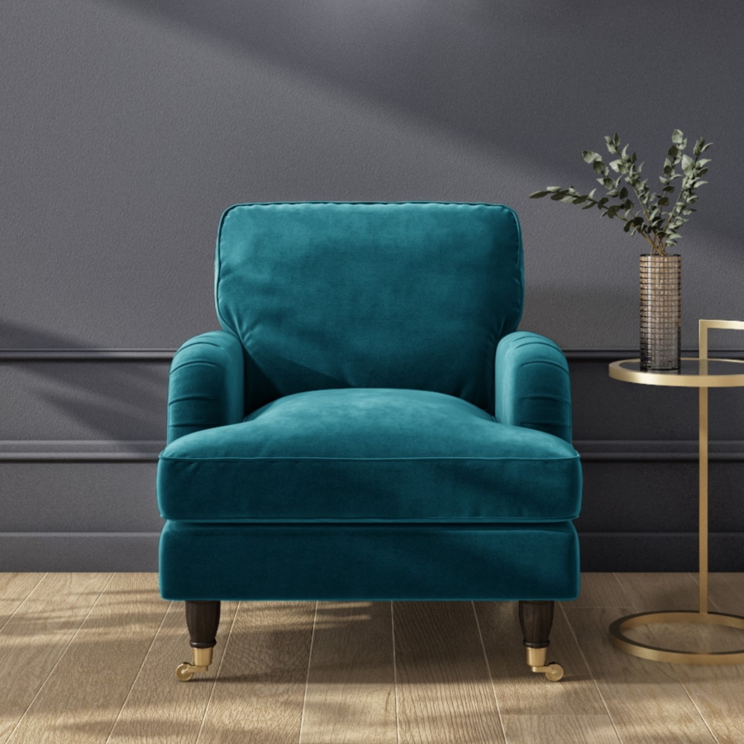 Photo of Teal velvet armchair - payton