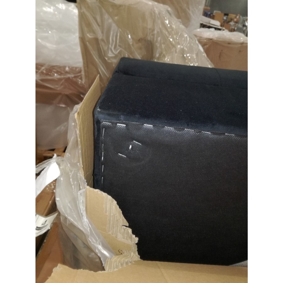 GRADE A2 - Black Velvet Buttoned Ottoman Storage Footstool - Payton