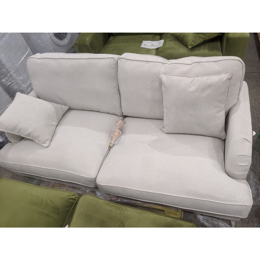 GRADE A2 - Beige Woven Fabric 3 Seater Sofa - Payton