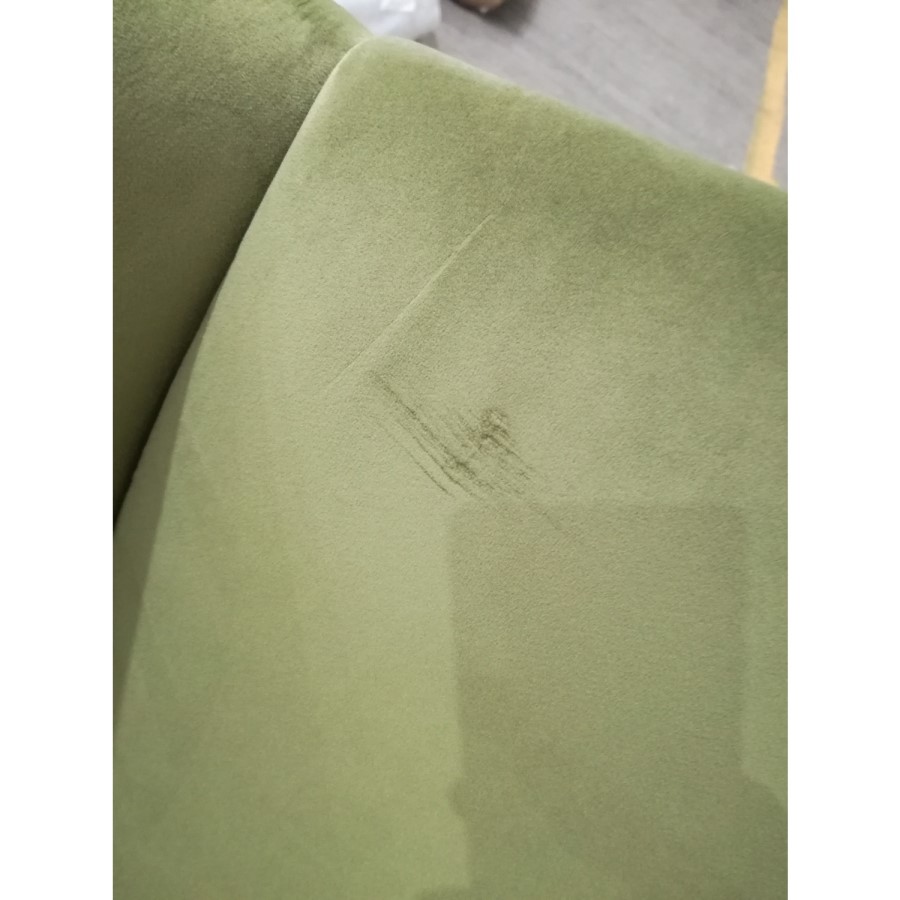 GRADE A2 - Olive Green Velvet Wingback Armchair - Rupert