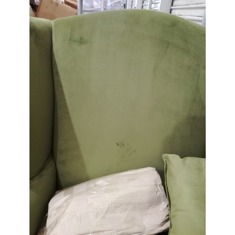 GRADE A2 - Olive Green Velvet Wingback Armchair - Rupert