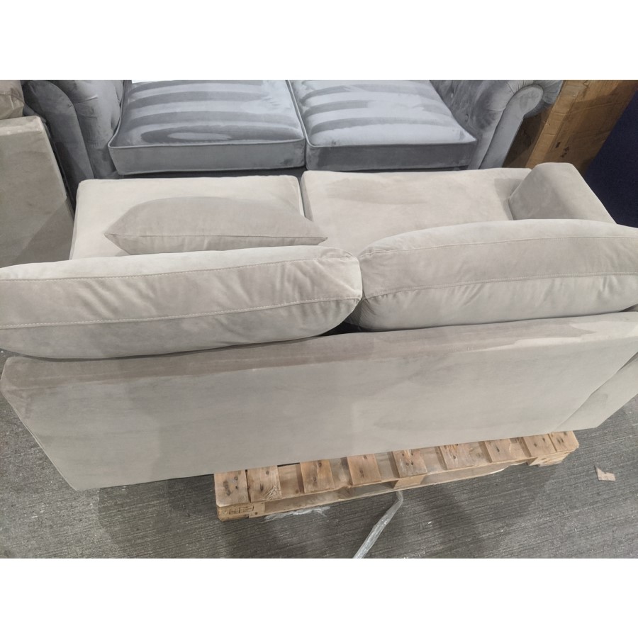 GRADE A2 - 4 Seater Right Hand Facing L Shaped Sofa in Mink Velvet - August
