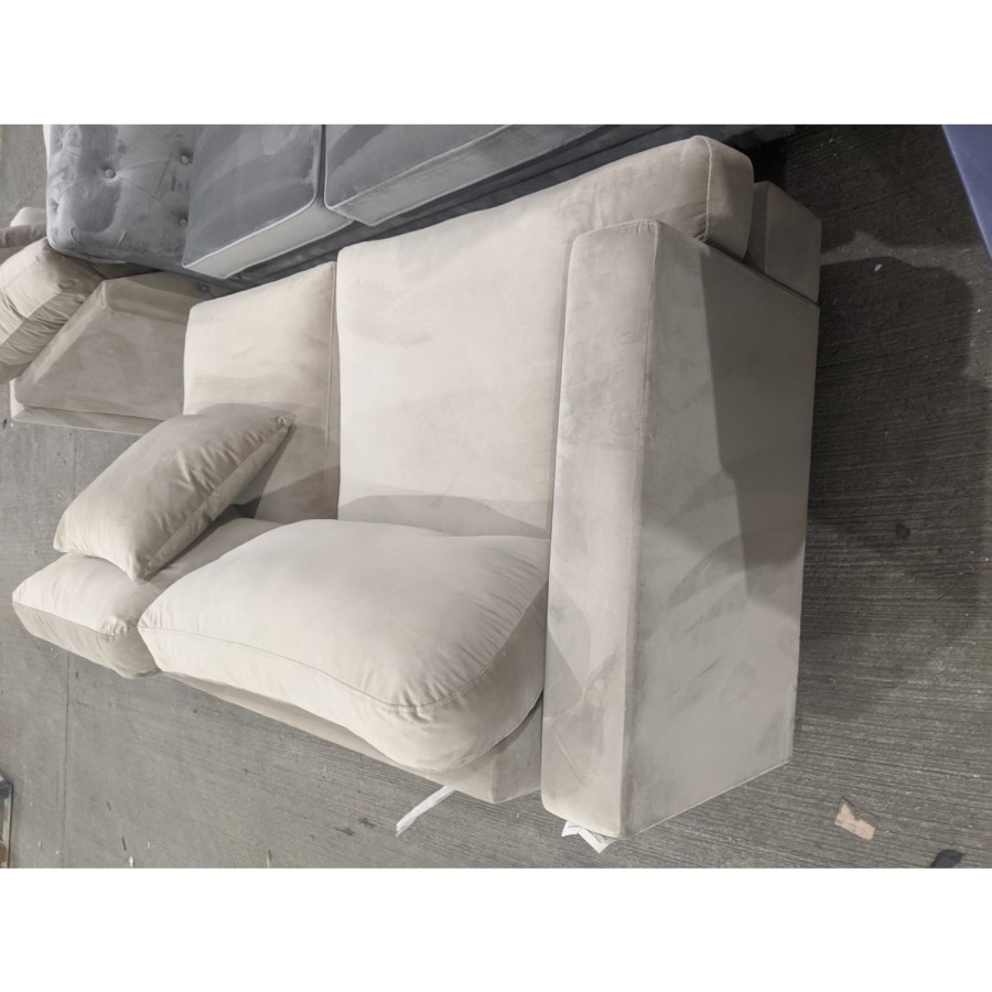 GRADE A2 - 4 Seater Right Hand Facing L Shaped Sofa in Mink Velvet - August