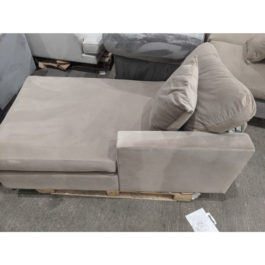 GRADE A2 - 4 Seater Right Hand Facing L Shaped Sofa in Mink Velvet - August
