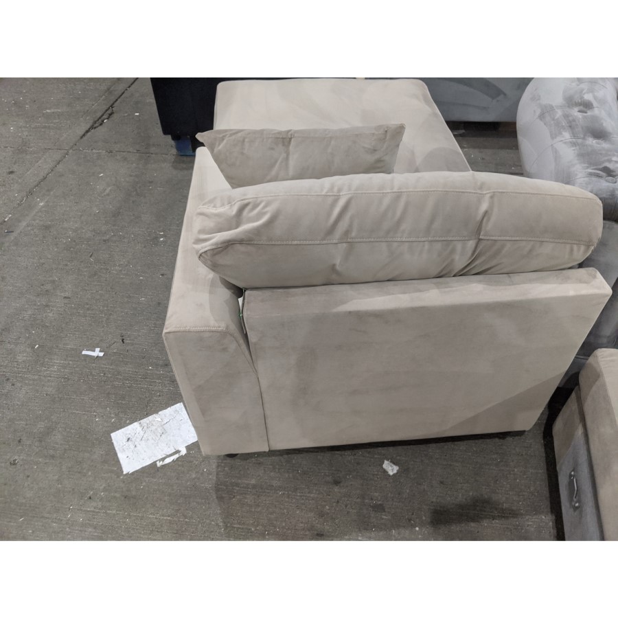GRADE A2 - 4 Seater Right Hand Facing L Shaped Sofa in Mink Velvet - August