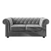 Grey Velvet 2 Seater Chesterfield Sofa - Bronte