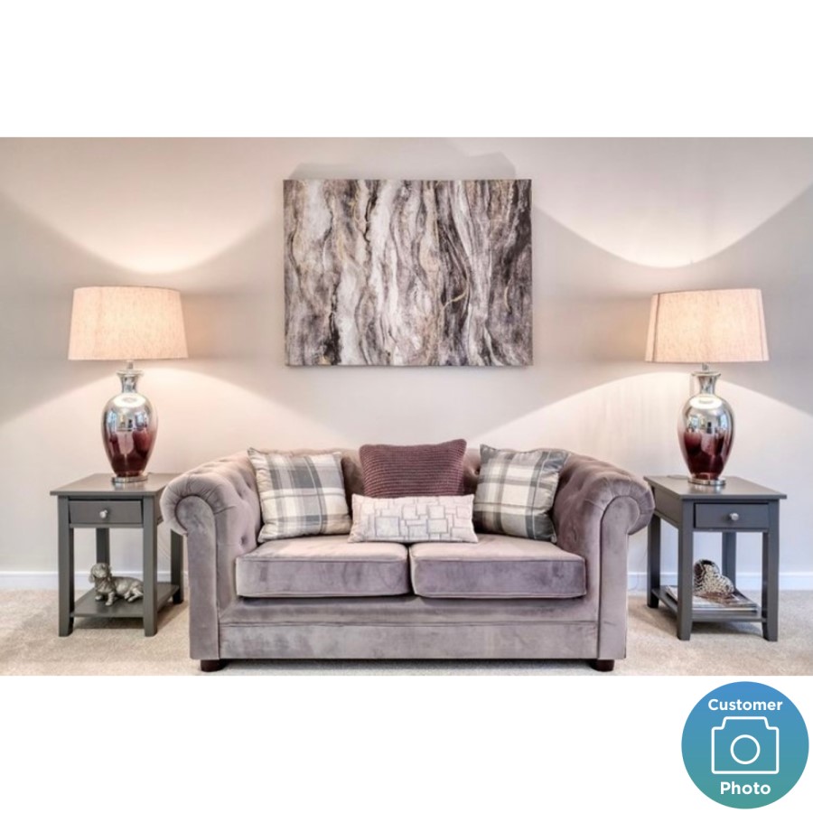 GRADE A2 - Grey Velvet 2 Seater Chesterfield Sofa - Bronte