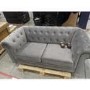 GRADE A2 - Grey Velvet 2 Seater Chesterfield Sofa - Bronte