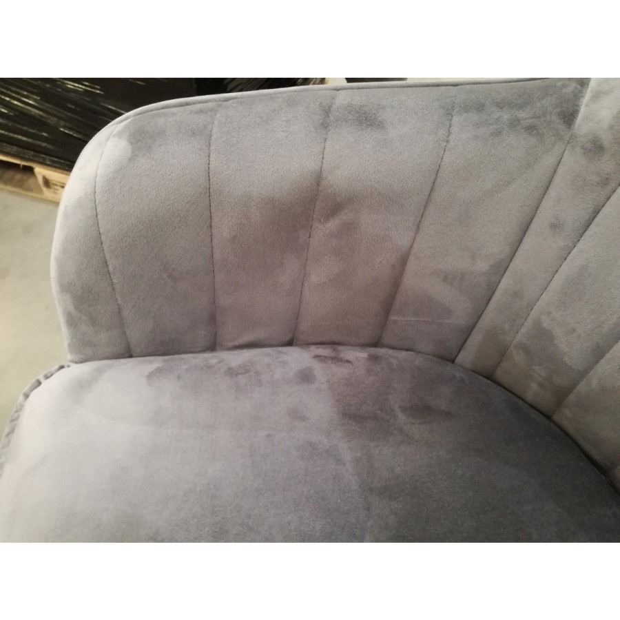 GRADE A2 - Set of 2 Grey Velvet Tub Dining Chairs - Logan