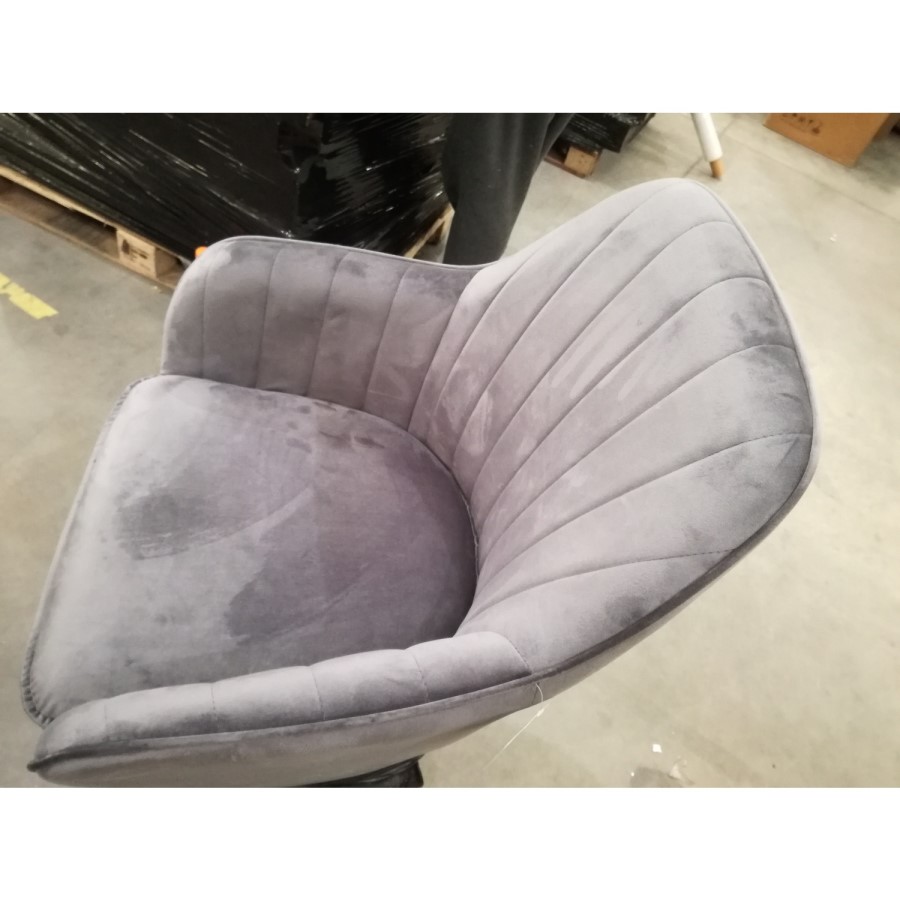 GRADE A2 - Set of 2 Grey Velvet Tub Dining Chairs - Logan