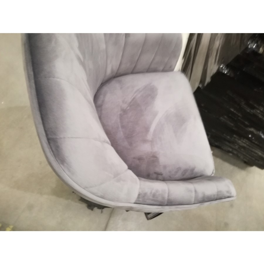 GRADE A2 - Set of 2 Grey Velvet Tub Dining Chairs - Logan