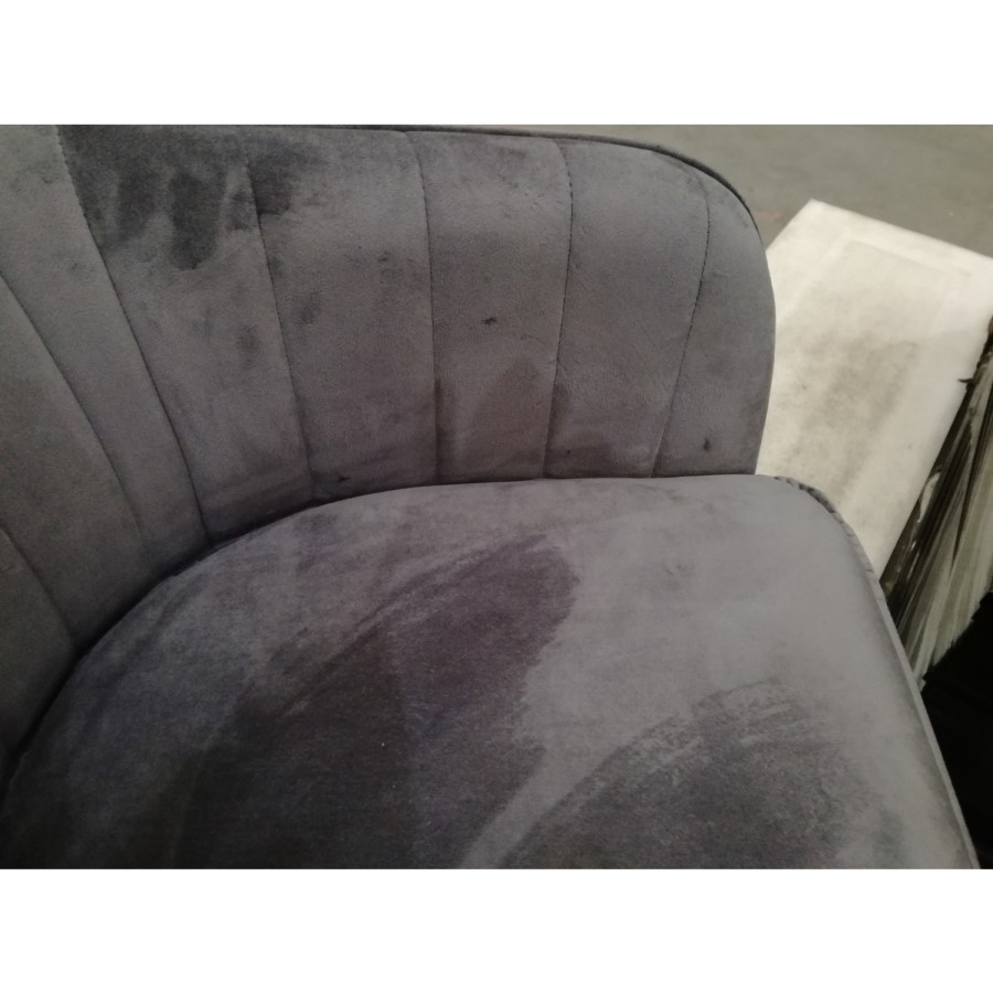 GRADE A2 - Set of 2 Grey Velvet Tub Dining Chairs - Logan