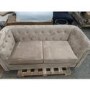 GRADE A3 - 3 Seater Pull Out Chesterfield Sofa Bed in Beige Velvet - Bronte