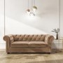 GRADE A3 - 3 Seater Pull Out Chesterfield Sofa Bed in Beige Velvet - Bronte