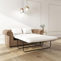 GRADE A2 - 3 Seater Chesterfield Sofa Bed in Beige Velvet - Sleeps 2 - Bronte