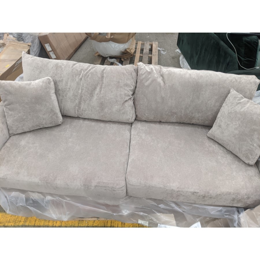 GRADE A2 - Beige 3 Seater Chenille Fabric Pocket Sprung Sofa - Archie