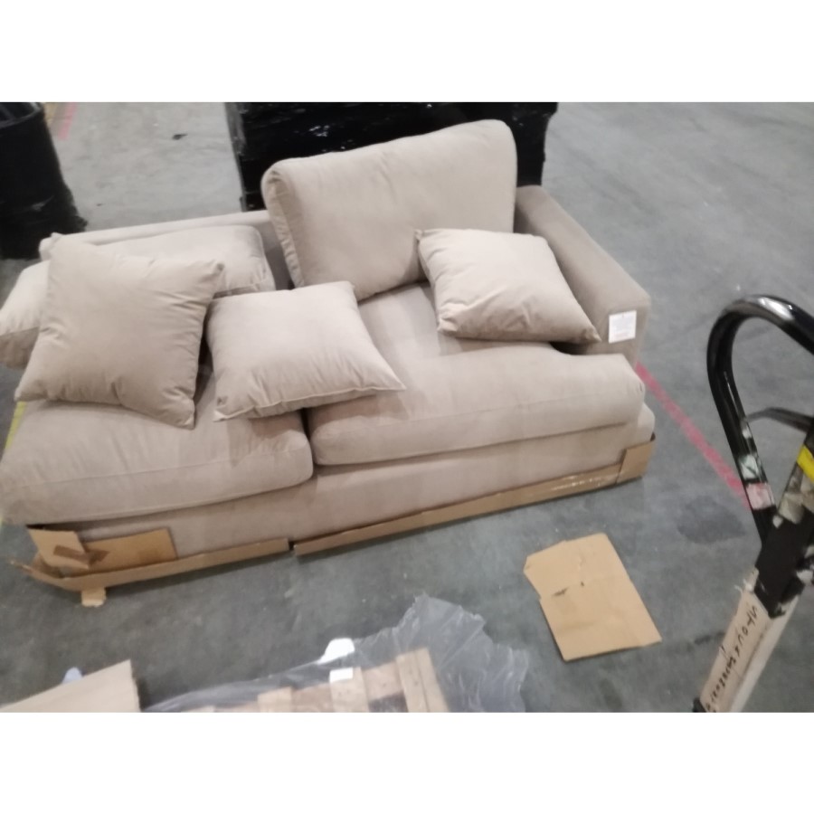 GRADE A2 - 4 Seater Left Hand Facing L Shaped Sofa in Mink Velvet - August