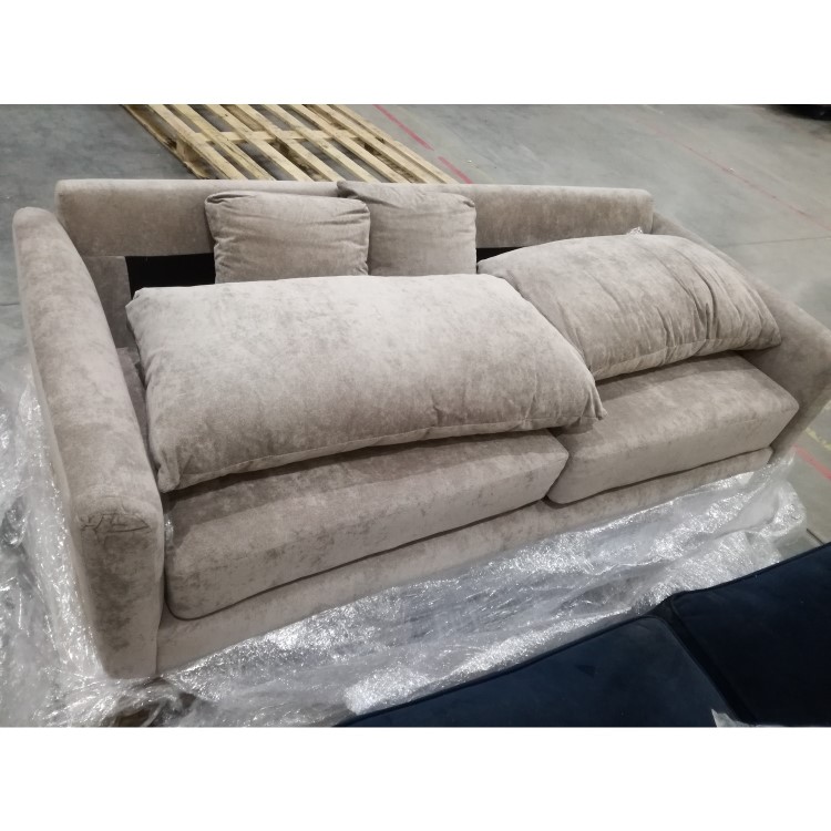 GRADE A3 - Beige 3 Seater Chenille Fabric Pocket Sprung Sofa - Archie