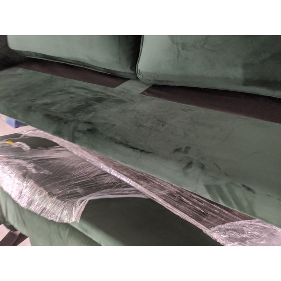 GRADE A2 - Dark Green Velvet 3 Seater Sofa - Payton