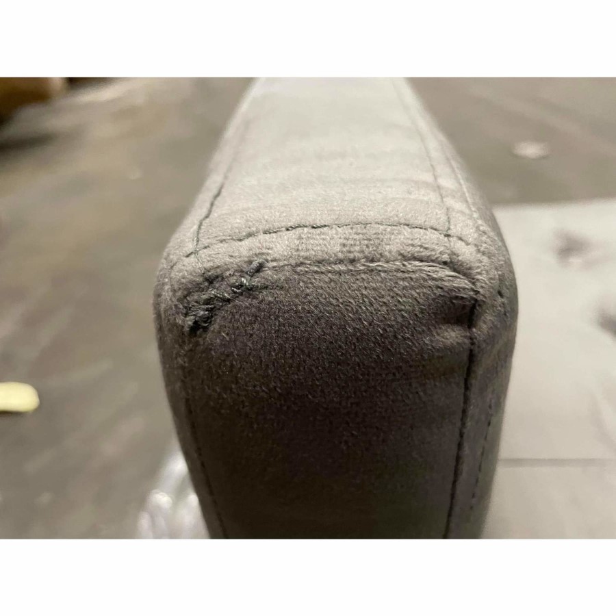GRADE A2 - Grey Velvet End-of-Bed Bench with Bolster Cushions - Safina