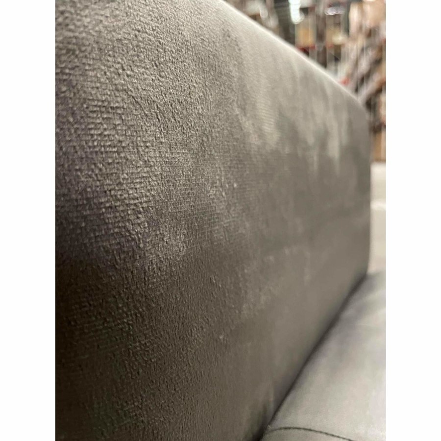 GRADE A2 - Grey Velvet End-of-Bed Bench with Bolster Cushions - Safina