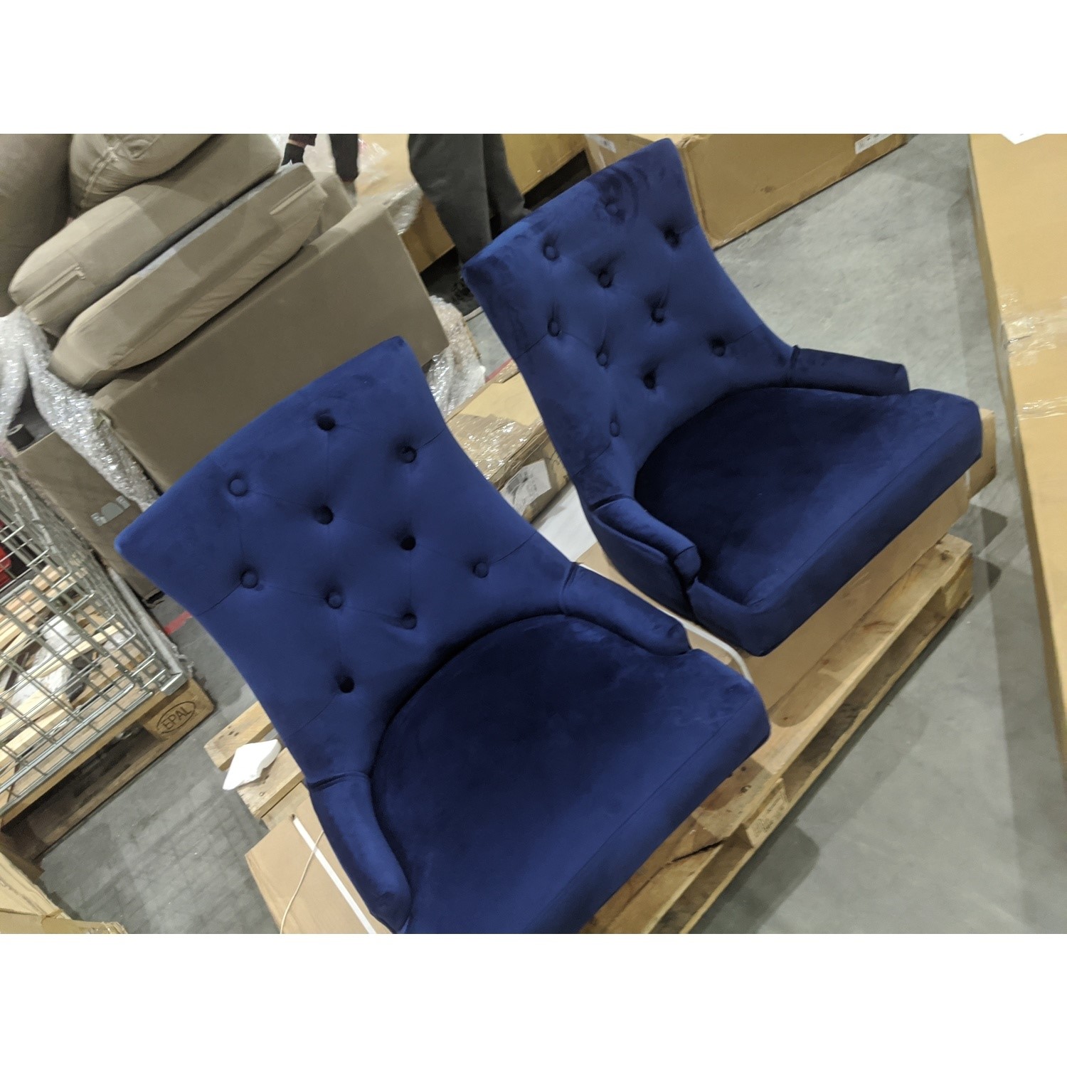 GRADE A2 Set of 2 Navy Velvet Dining Chairs Kaylee Furniture123
