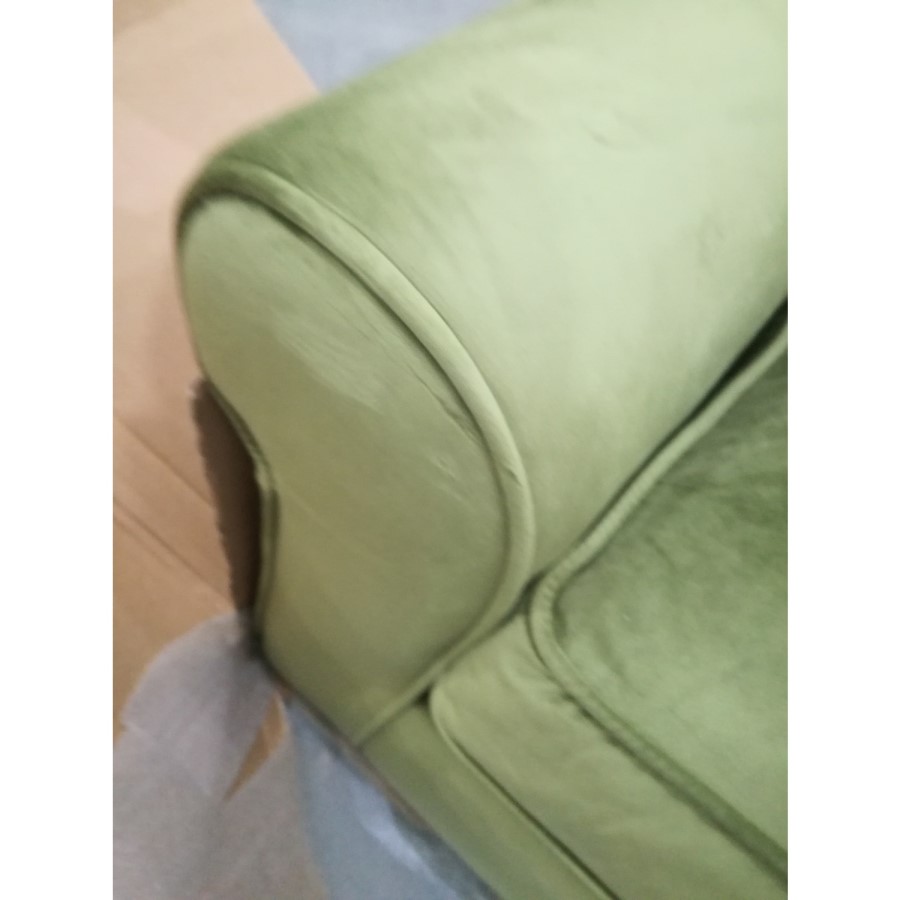 GRADE A2 - Olive Green Velvet Wingback Armchair - Rupert