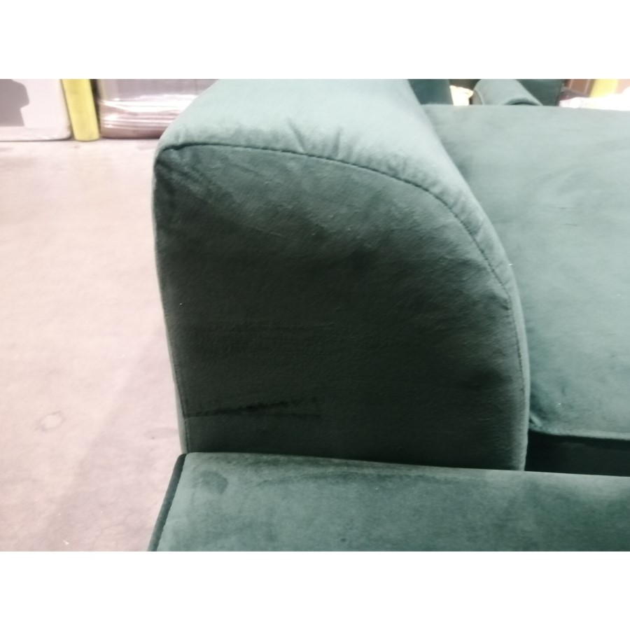 GRADE A2 - 3 Seater Left Hand Facing Sofa in Green Velvet - Idris