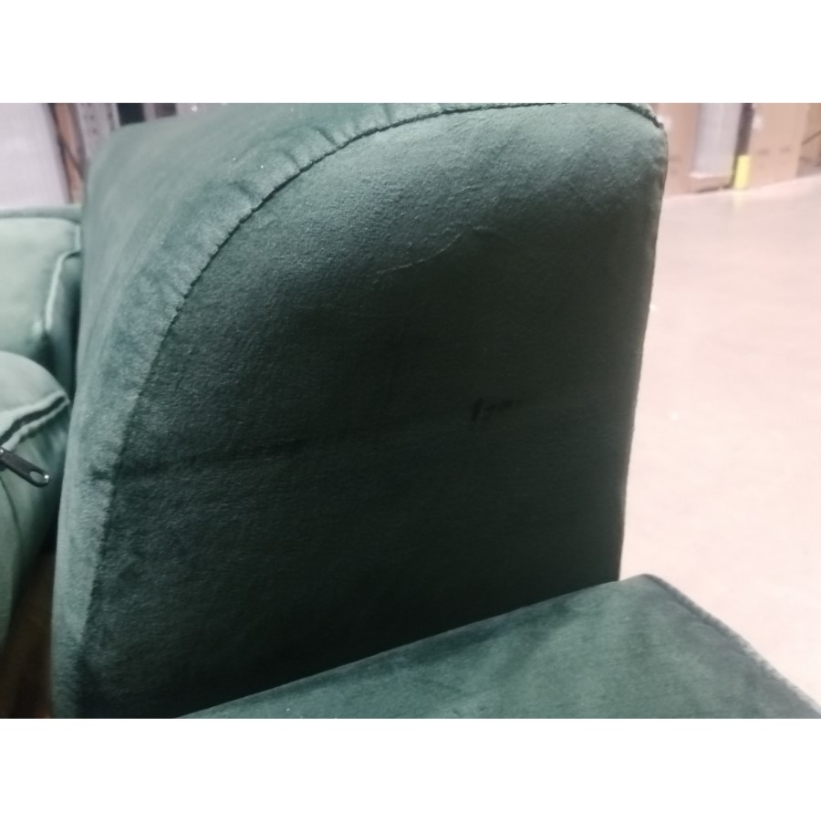 GRADE A2 - 3 Seater Left Hand Facing Sofa in Green Velvet - Idris