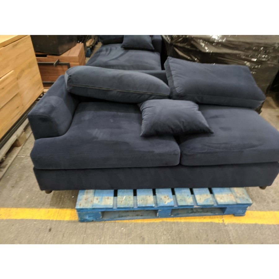 GRADE A2 - 4 Seater Right Hand Facing L Shaped Sofa in Navy Blue - August