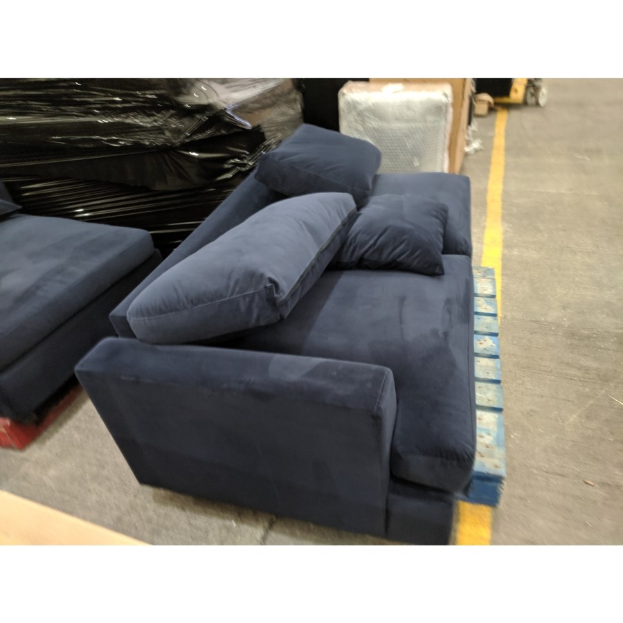 GRADE A2 - 4 Seater Right Hand Facing L Shaped Sofa in Navy Blue - August