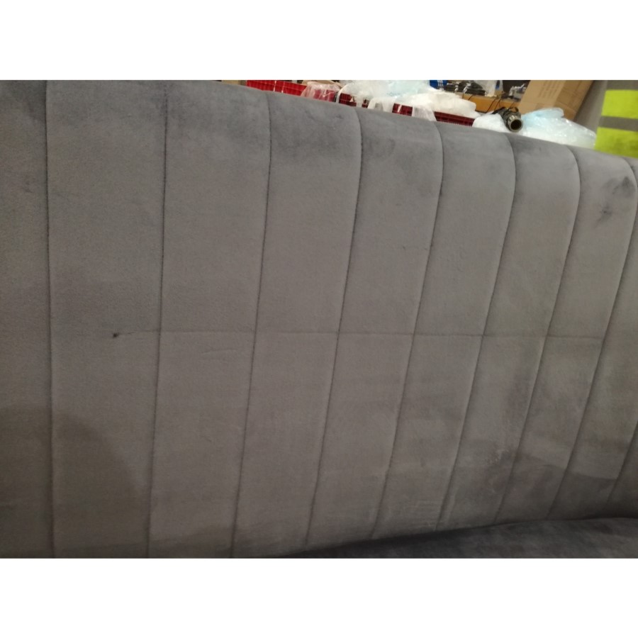 GRADE A2 - Grey Velvet Dining Bench with Back - Seats 2 - Logan