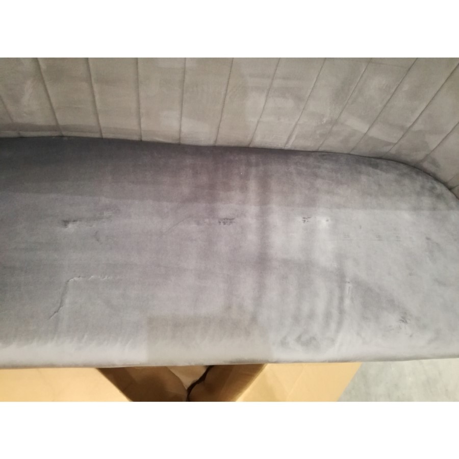 GRADE A2 - Grey Velvet Dining Bench with Back - Seats 2 - Logan