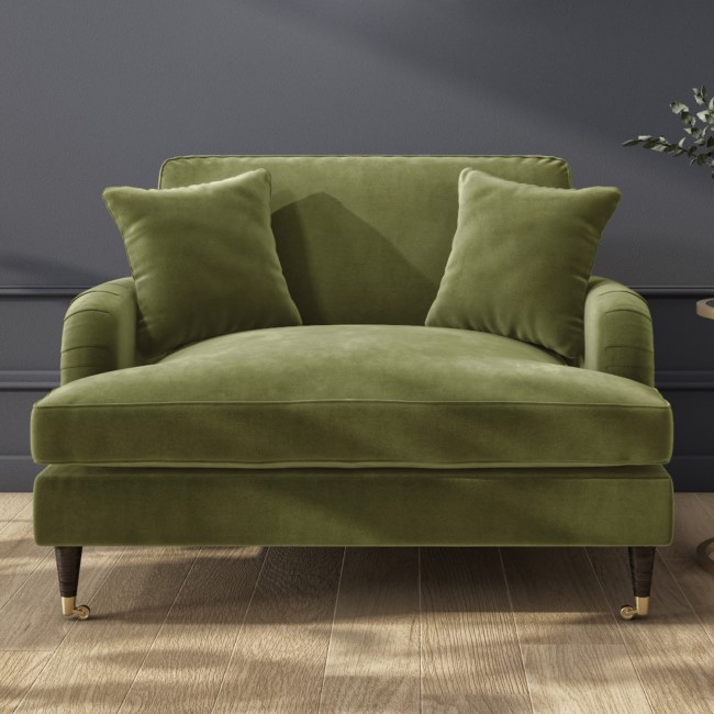 GRADE A2 - Olive Green Velvet Loveseat - Payton