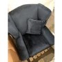 GRADE A2 - Navy Blue Velvet Wingback Armchair - Rupert 