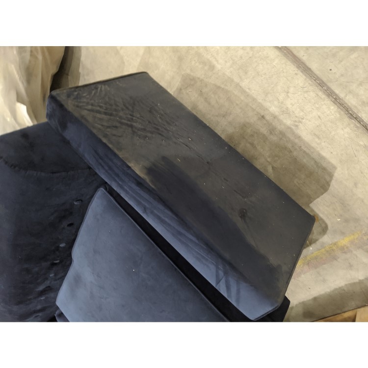 GRADE A2 - 3 Seater Right Hand Facing L Shaped Sofa in Navy Blue Velvet - Idris