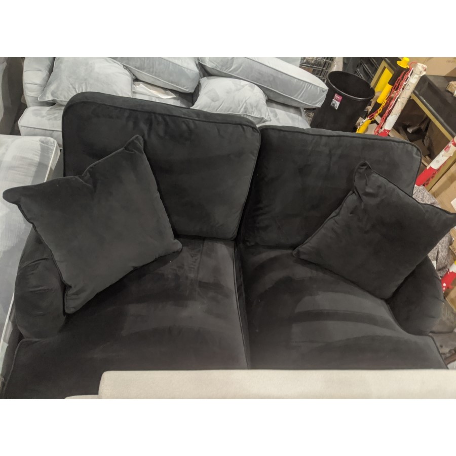 GRADE A2 - Black Velvet 2 Seater Sofa - Payton