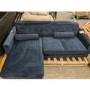 GRADE A2 - Navy Blue Velvet 3 Seater L Shaped Sofa  - Left Hand Facing - Idris