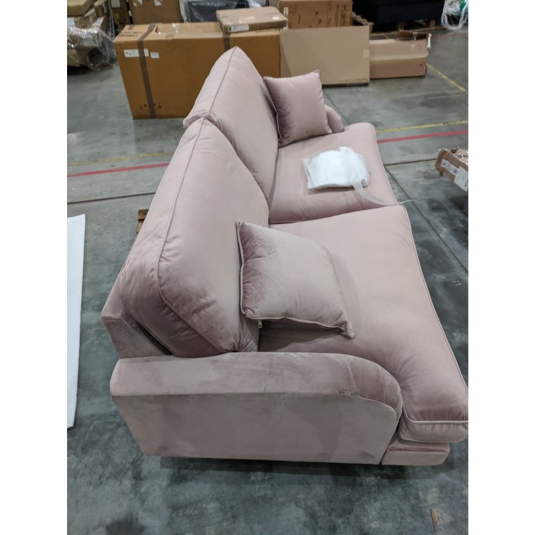 GRADE A2 - Blush Pink Velvet 3 Seater Sofa - Payton