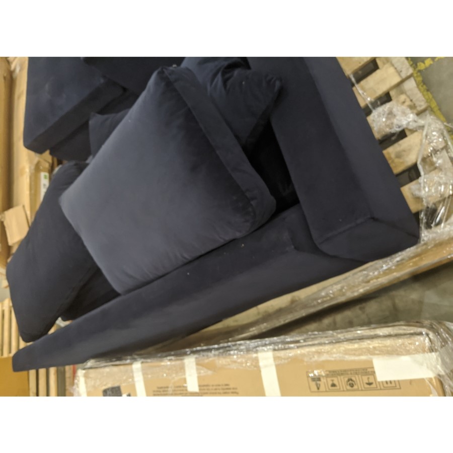 GRADE A2 - 4 Seater Right Hand Facing L Shaped Sofa in Navy Blue - August