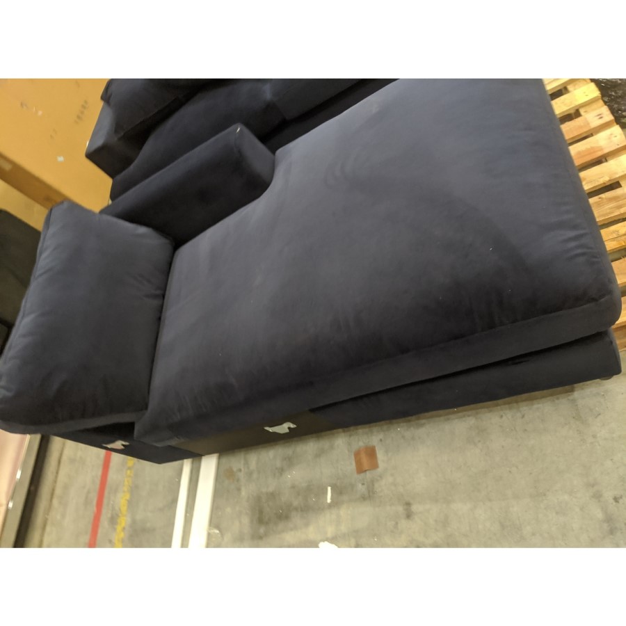 GRADE A2 - 4 Seater Right Hand Facing L Shaped Sofa in Navy Blue - August