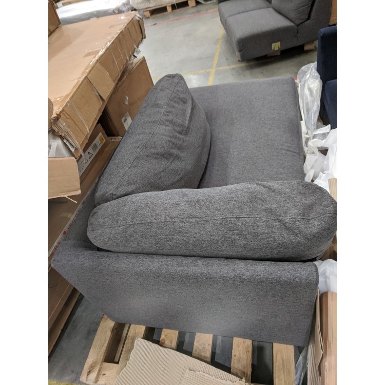 GRADE A2 - Right Hand Grey Corner 3 Seater Sofa in Fabric with Chaise - Mckinley