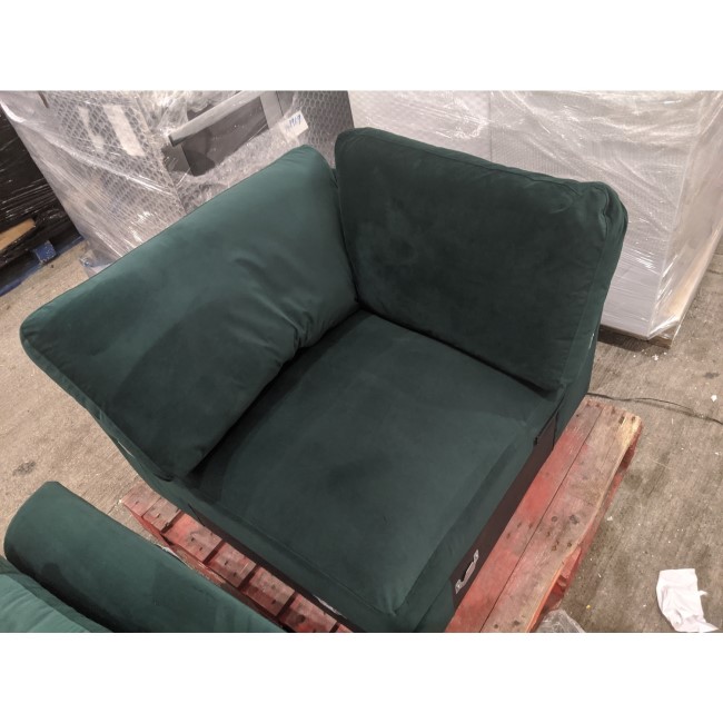 GRADE A2 - 5 Seater Corner Sofa in Bottle Green Sustainable Velvet Fabric - Tatum